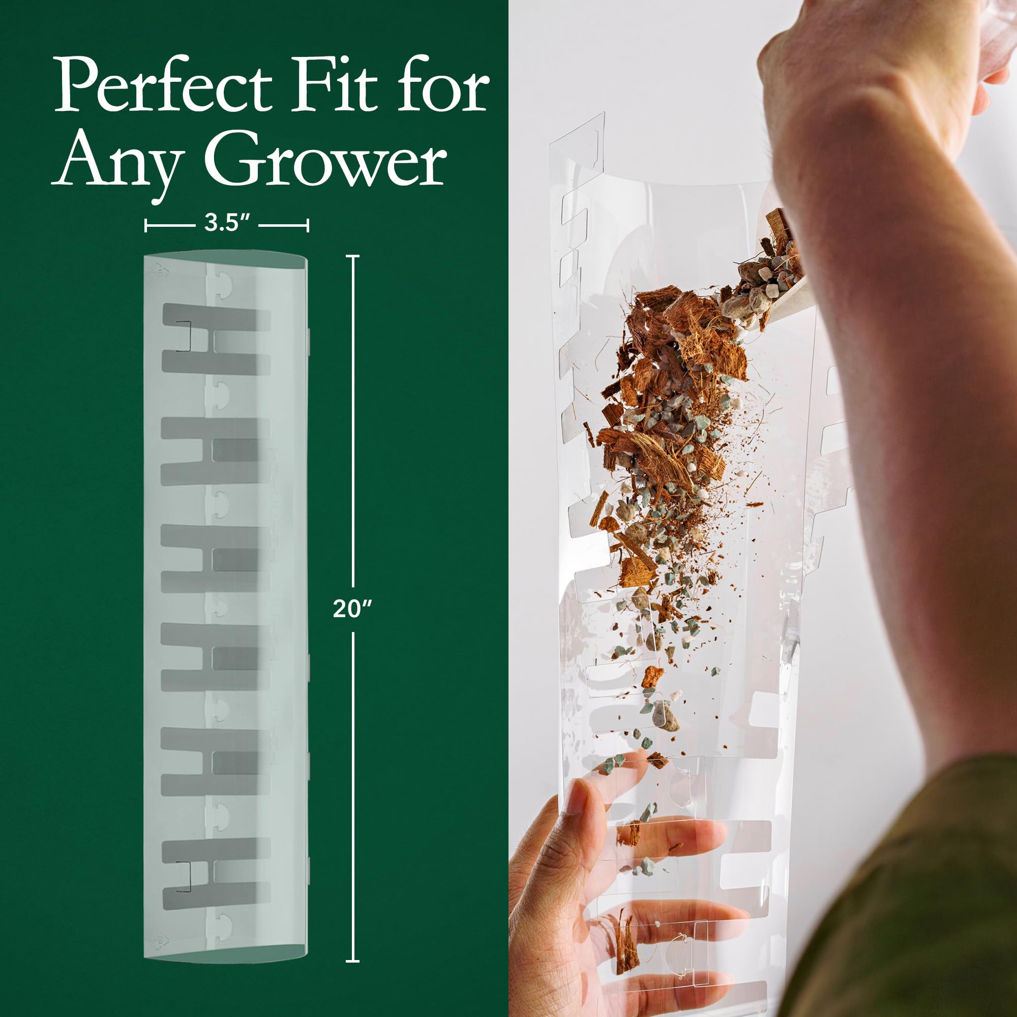 THICCLY pole next to hand showing modular scale and easy extension benefit