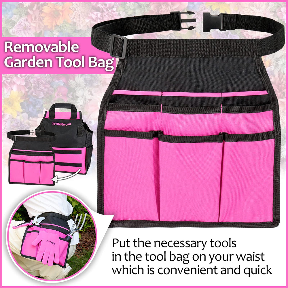 THINKWORK tools laid out to display trowel, transplanter, rake and cultivator benefits