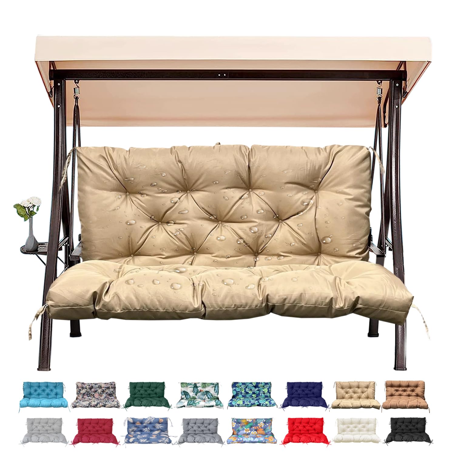 ThinMay khaki front view showing tufted cushion and tidy finish for upgraded comfort