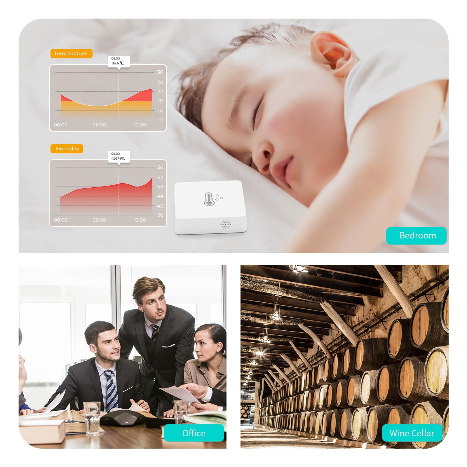 THIRDREALITY sensor on nursery shelf providing reliable temperature and humidity data
