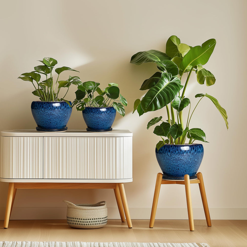 Thirtypot styled on a patio table showing suitability for covered outdoor decor