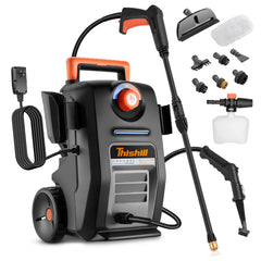This Hill front view of machine showing compact combo design and quick-start benefit