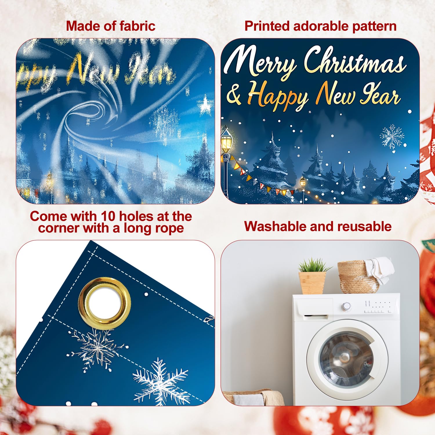 THISFIND installed banner night view highlighting visible holiday signage