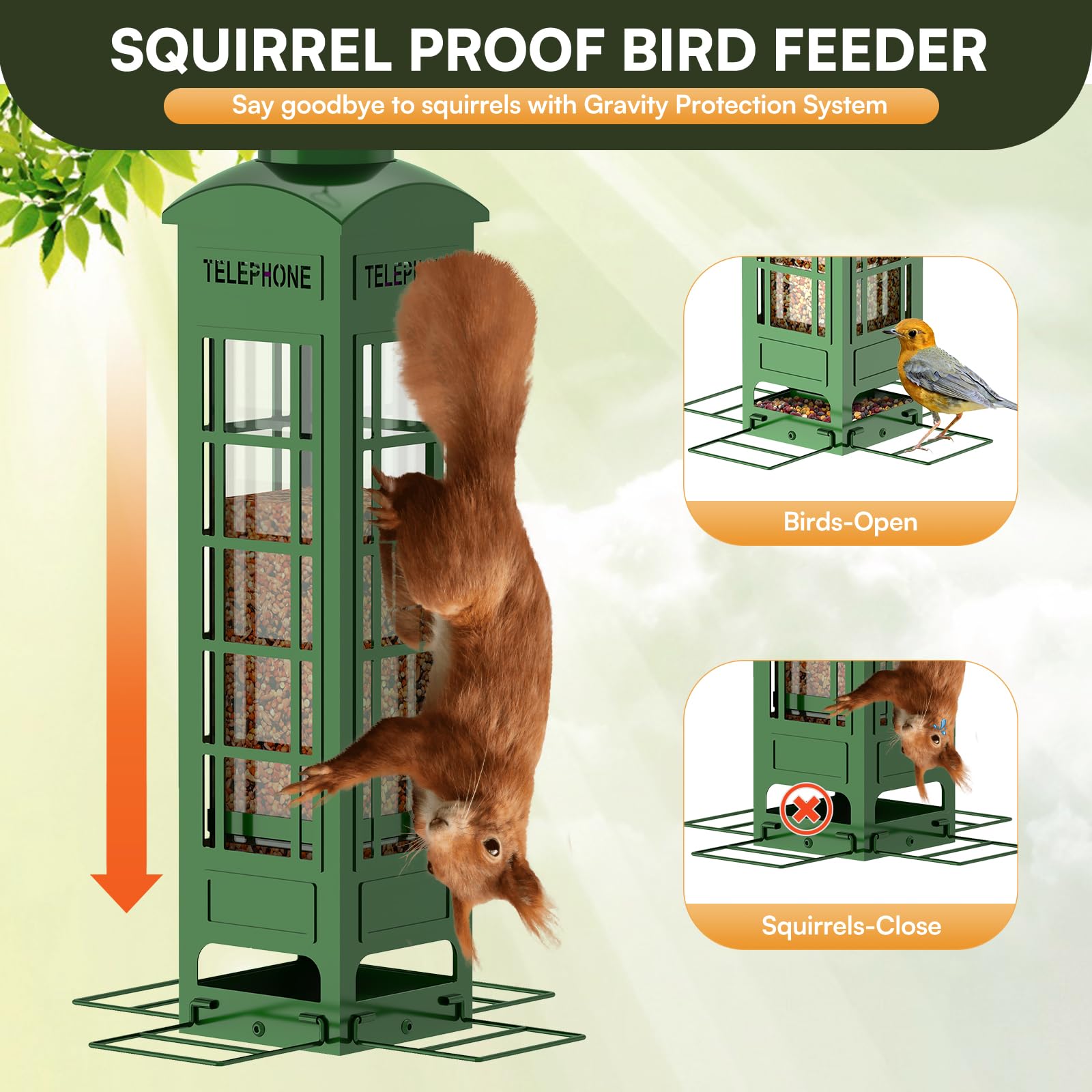 THKFUL close-up of mesh and spring mechanism showcasing reliable squirrel protection