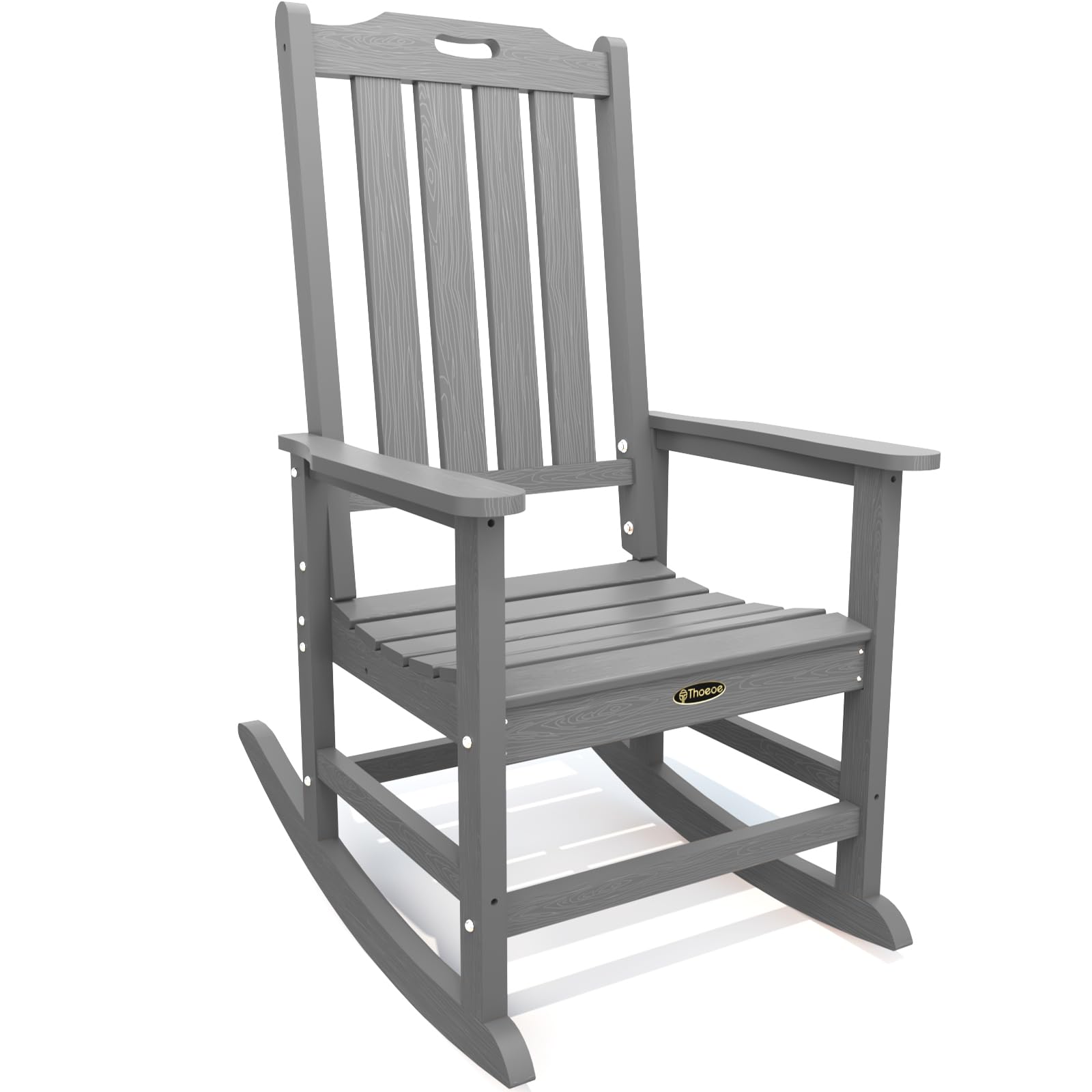 THOEOE front view of oversized rocking chair showing roomy comfort