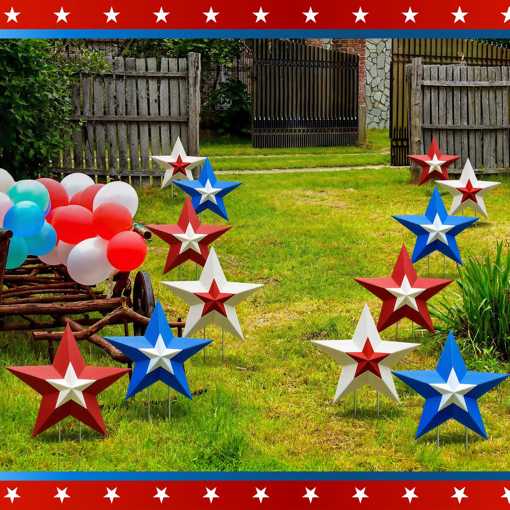 Threehoney backyard party display with signs adding instant patriotic atmosphere