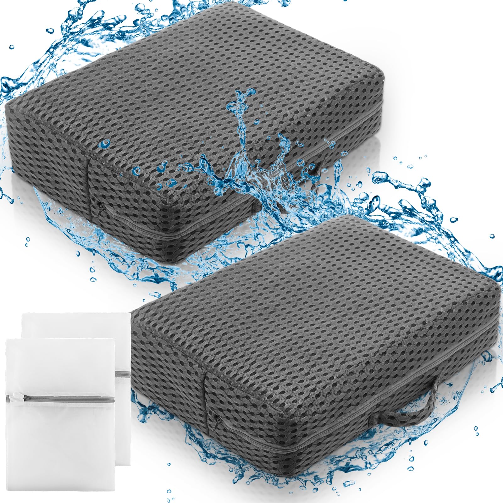 Threehoney front view of two grey booster seats showing compact shape and lift benefit