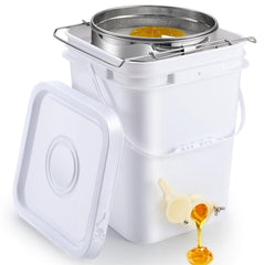 Threehoney front view of white 5 gallon bucket showing clean storage benefit