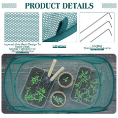 Threehoney ground stakes inserted around base, benefit: secures cover in wind