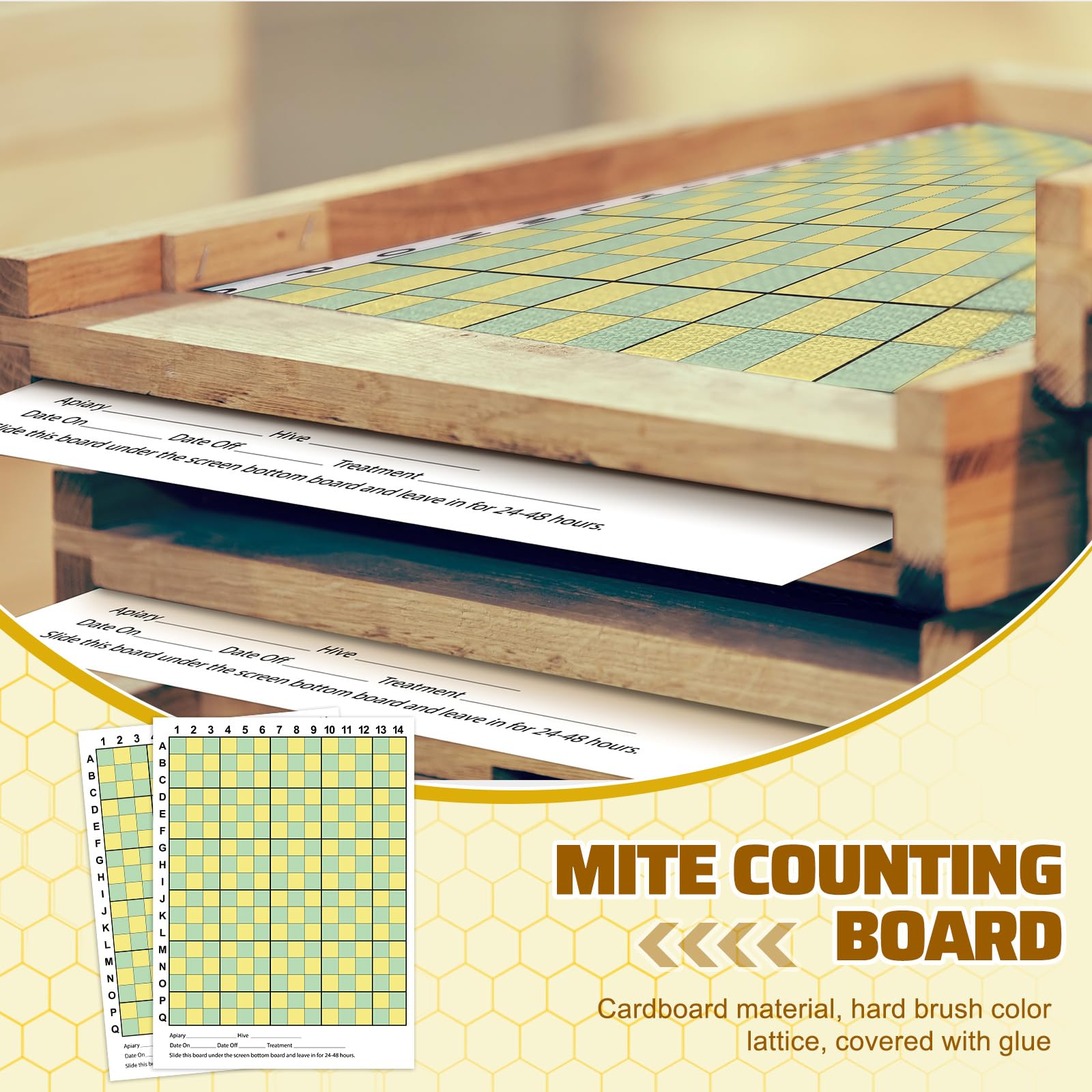Threehoney board placed inside a hive under screened bottom demonstrating simple in-hive use