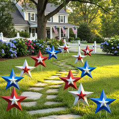 Threehoney star yard sign front view showing patriotic colors and curb appeal