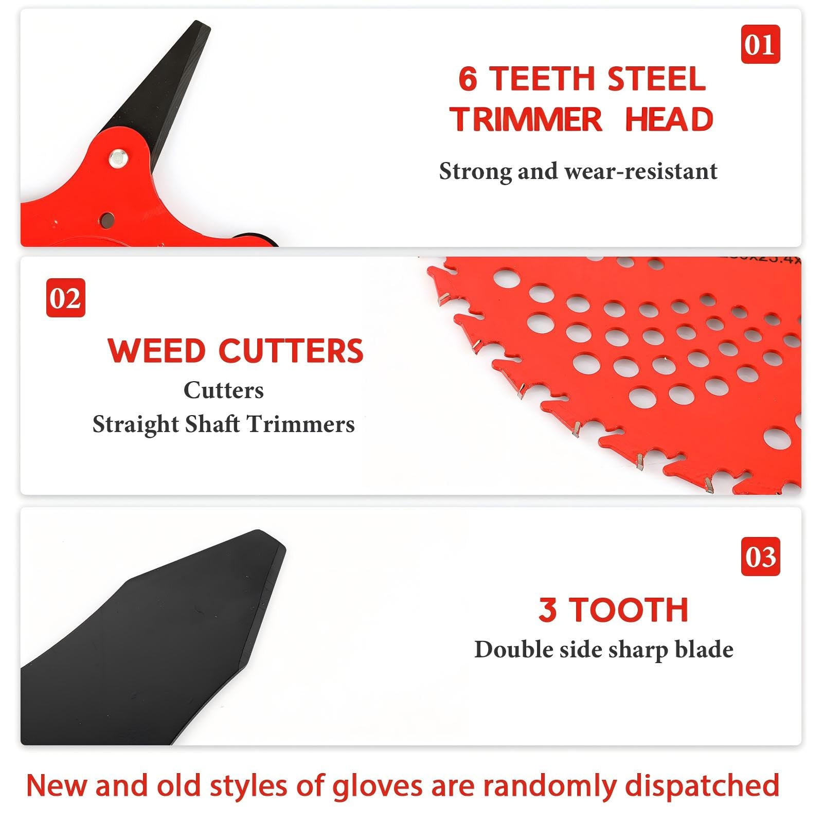 Threlaco six steel 6T trimmer heads arranged, efficient fast grass trimming
