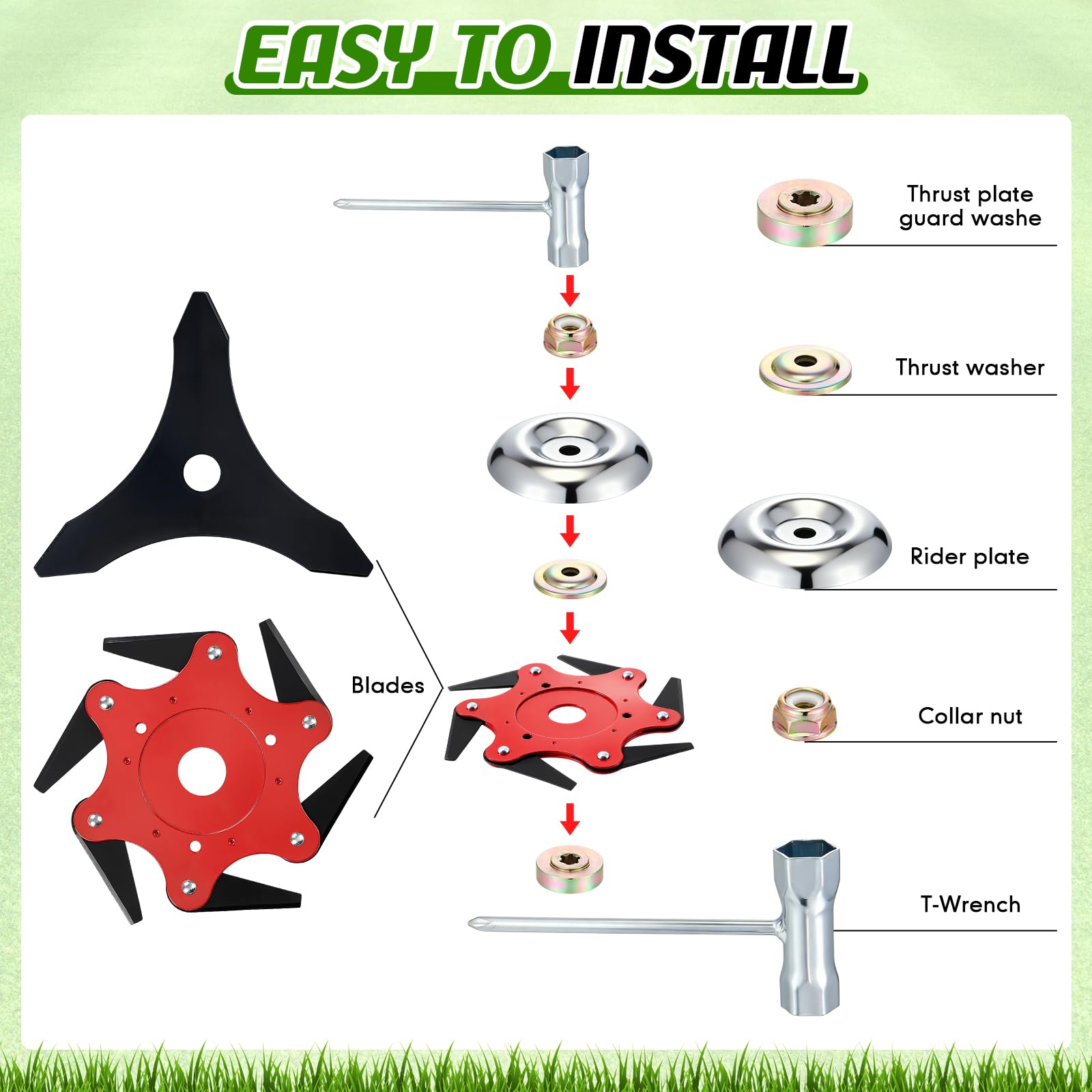 Threlaco six-tooth steel trimmer head cluster for fast grass trimming