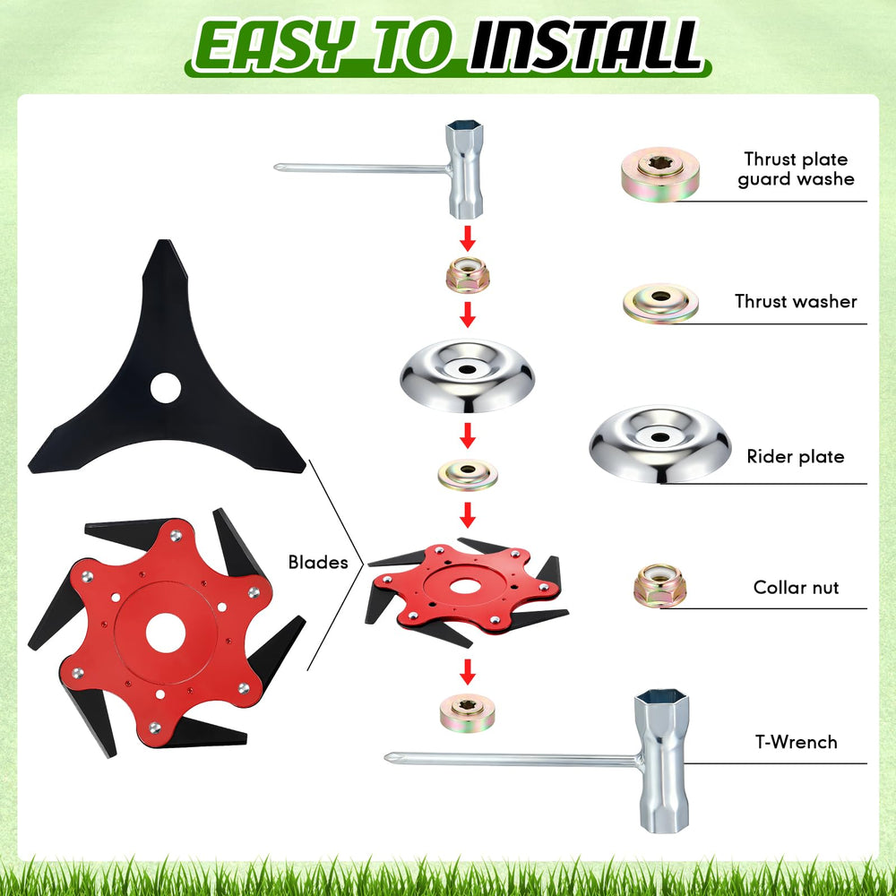 Threlaco six-tooth steel trimmer head cluster for fast grass trimming
