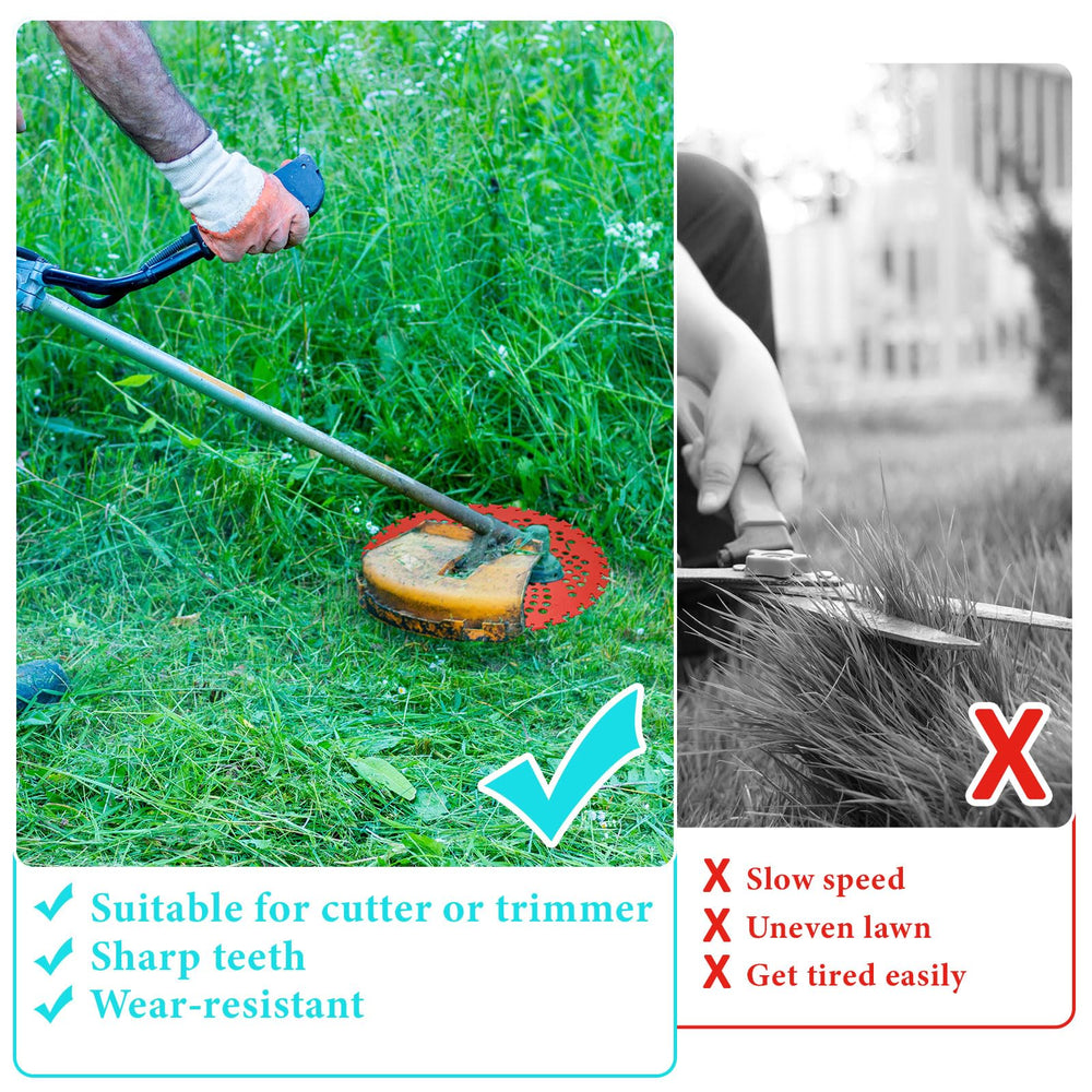 Threlaco blades mounted on a brush cutter in use, versatile field performance