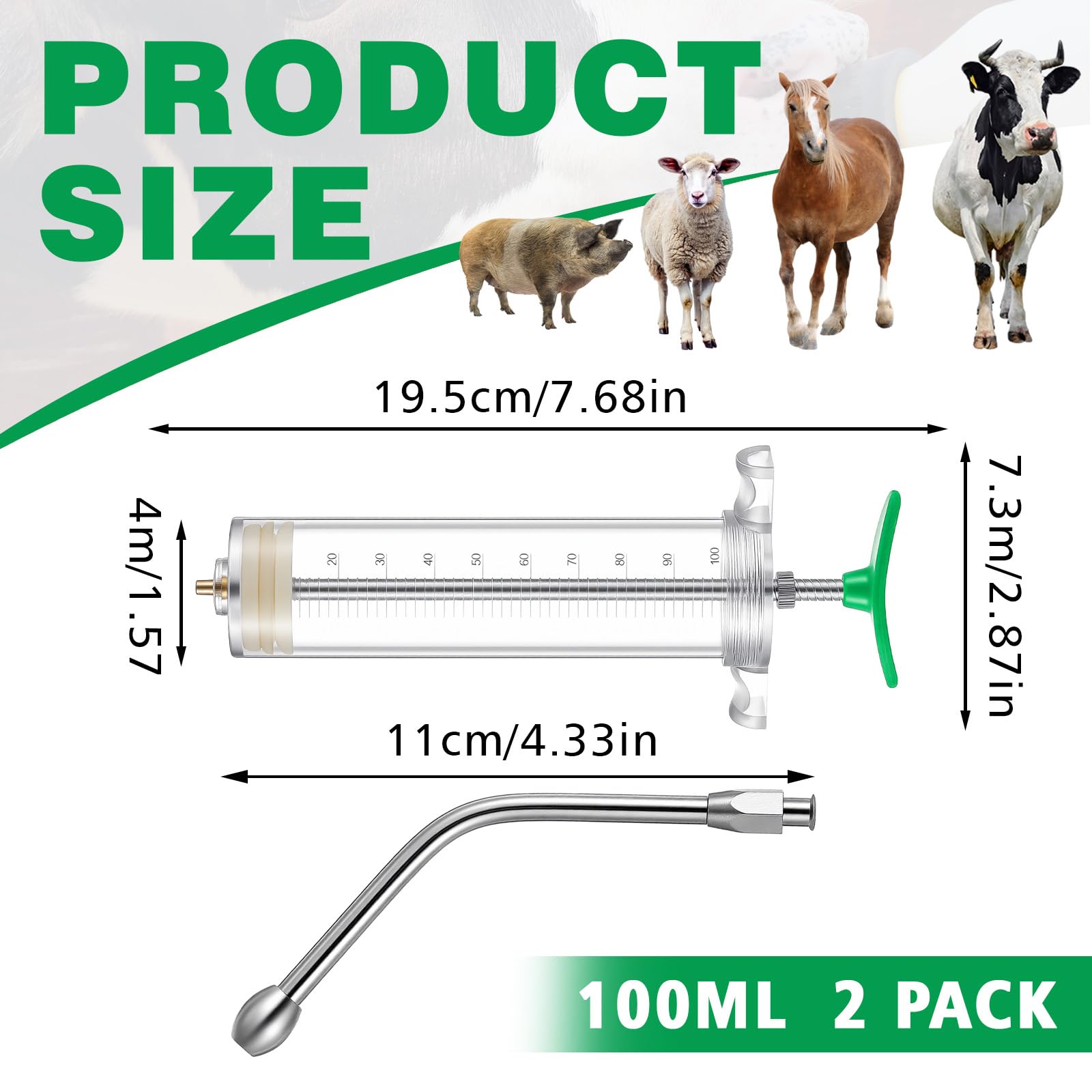 Threlaco drench gun close-up of green dosage scale for precise control