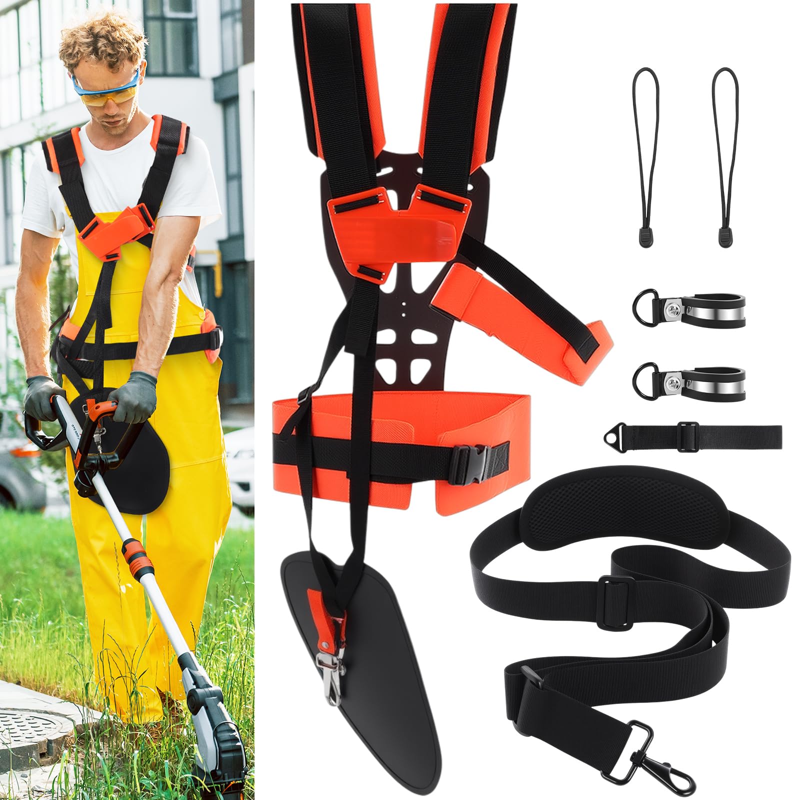 Threlaco harness front view showing padded support and balanced load distribution