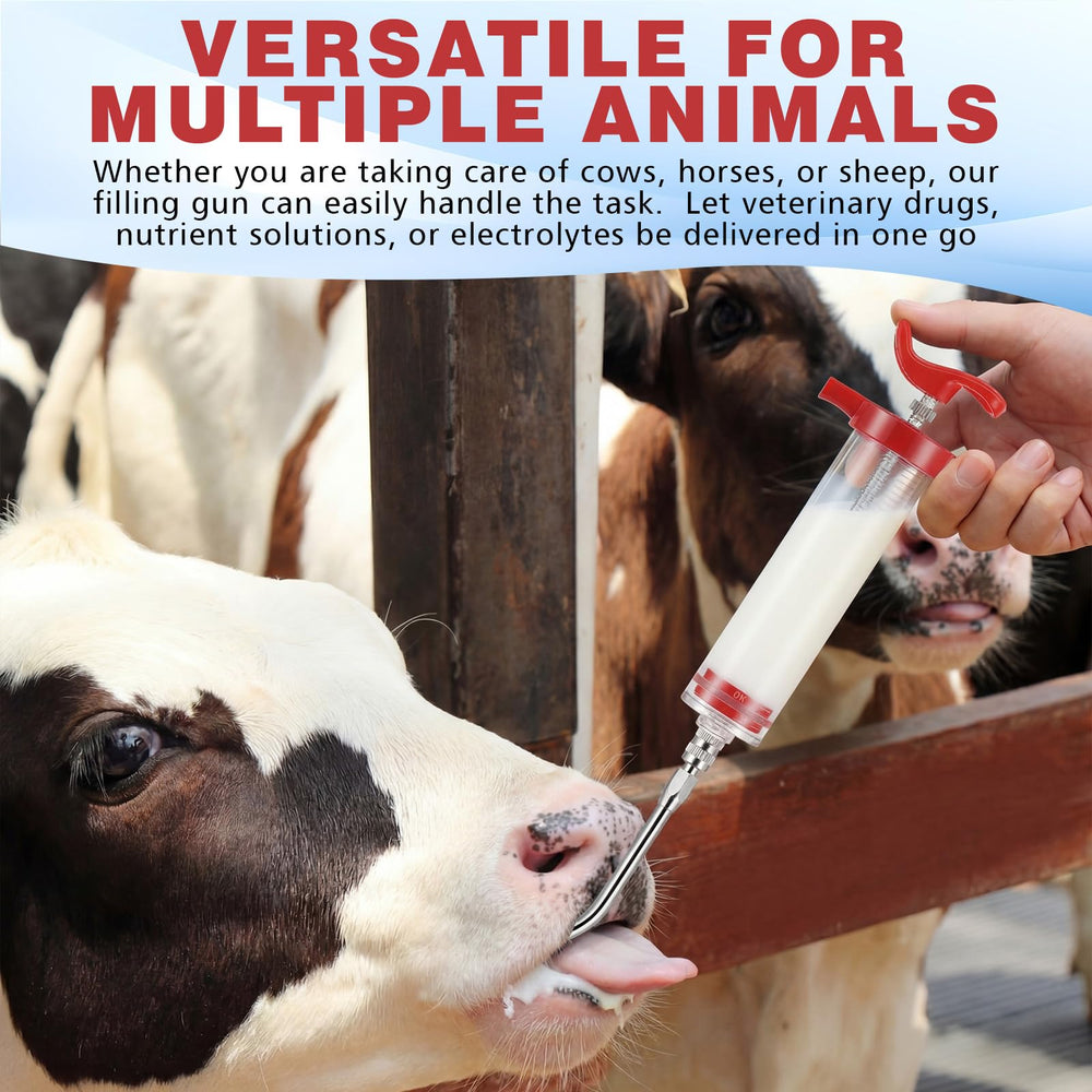Threlaco drench gun in use dosing a goat for safer, controlled delivery benefit