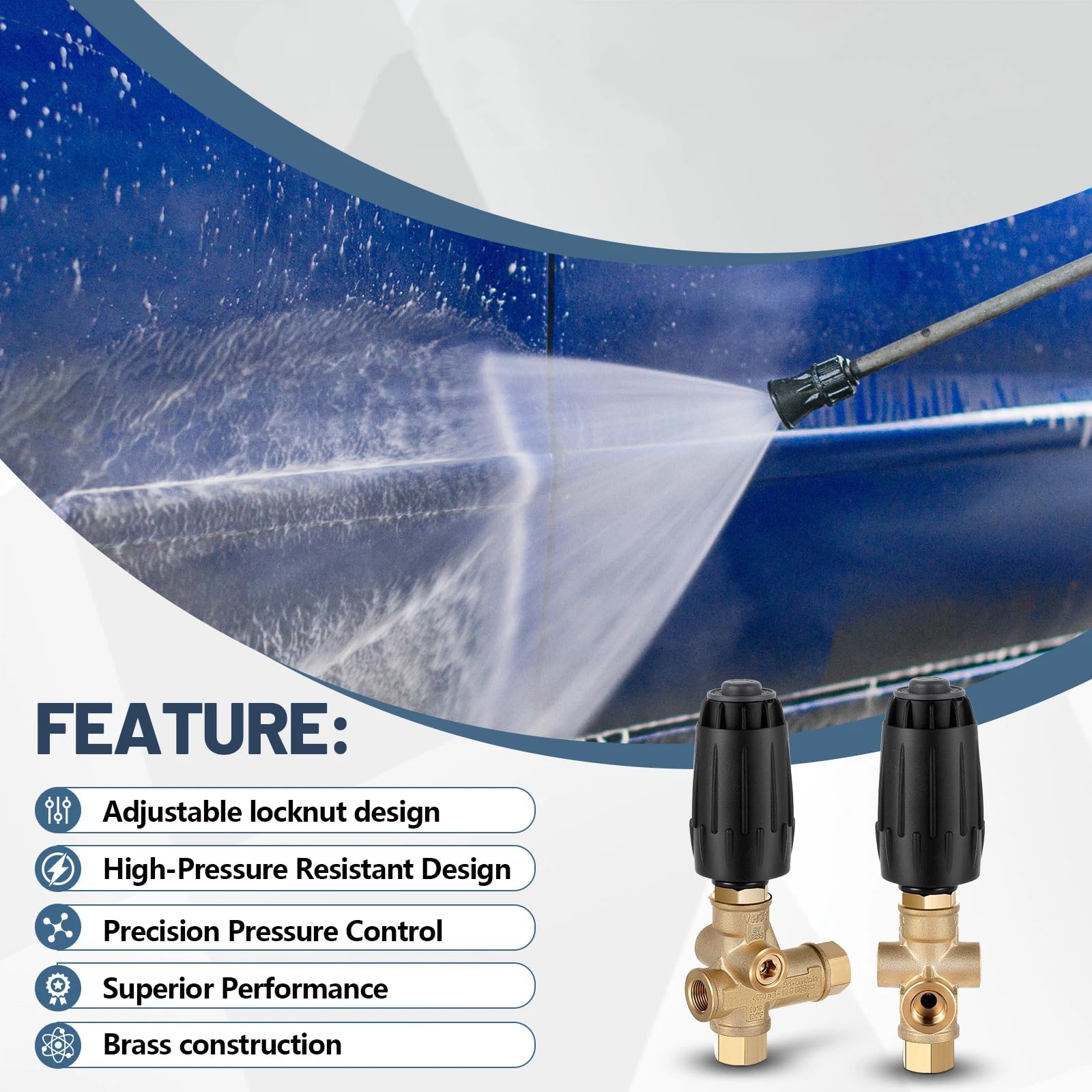 Threlaco valve installed on a pressure washer pump showing reliable protection in use