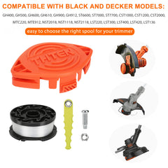 THTEN head installed on Black+Decker trimmer demonstrating quick tool-free fit
