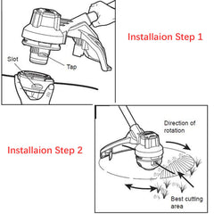 THTEN trimmer head line detail showing dual-string feed for cleaner cuts