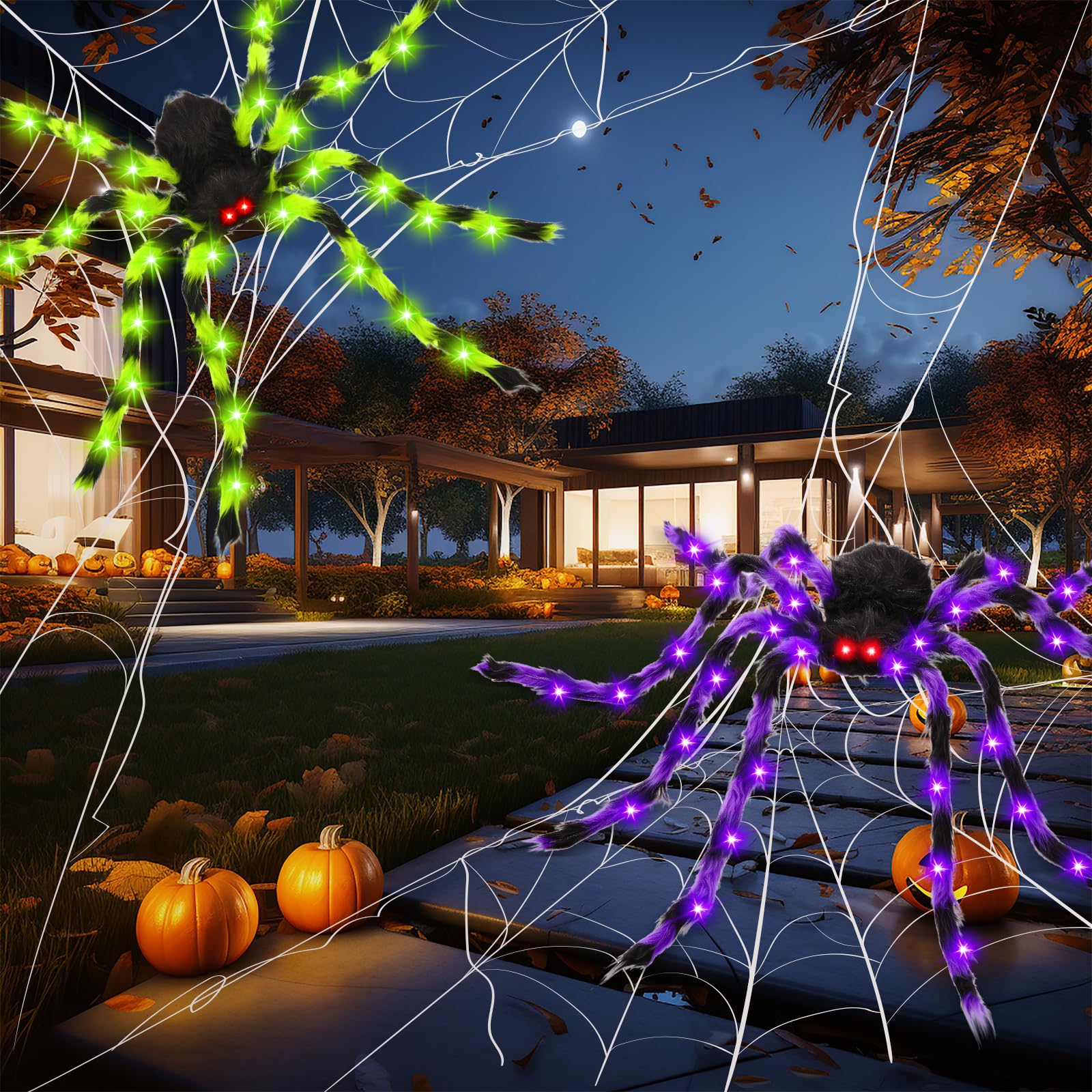 Thuodo purple spider hanging from tree branch for elevated display versatility