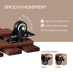 THYOI caster detail showing lockable 360-degree wheel and floor-protecting design
