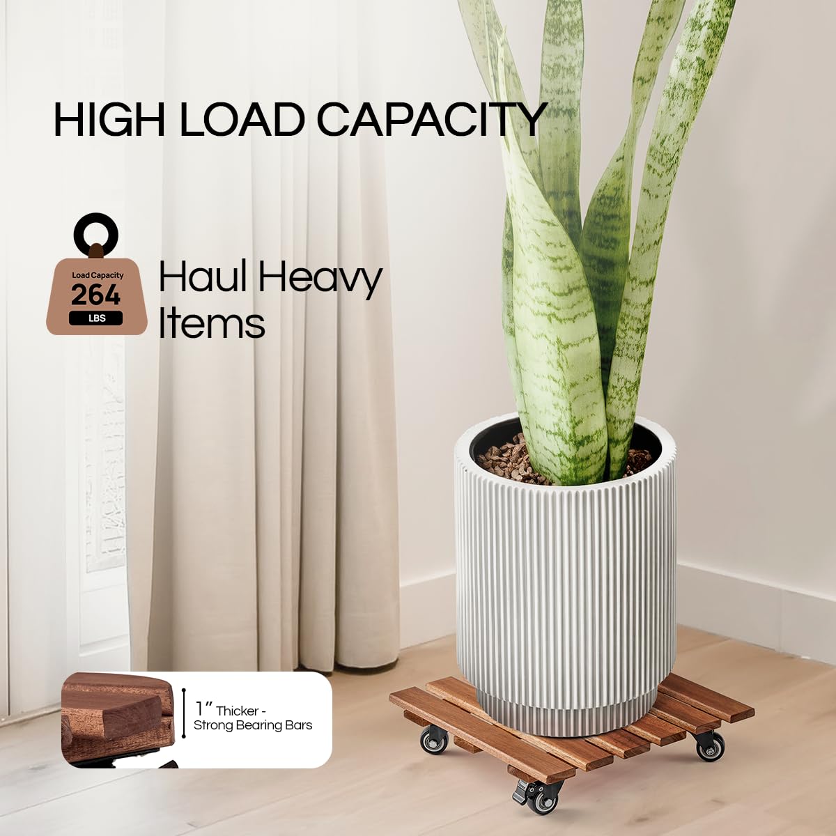 THYOI 14-inch caddy beside ruler for scale showing compact size and load capability