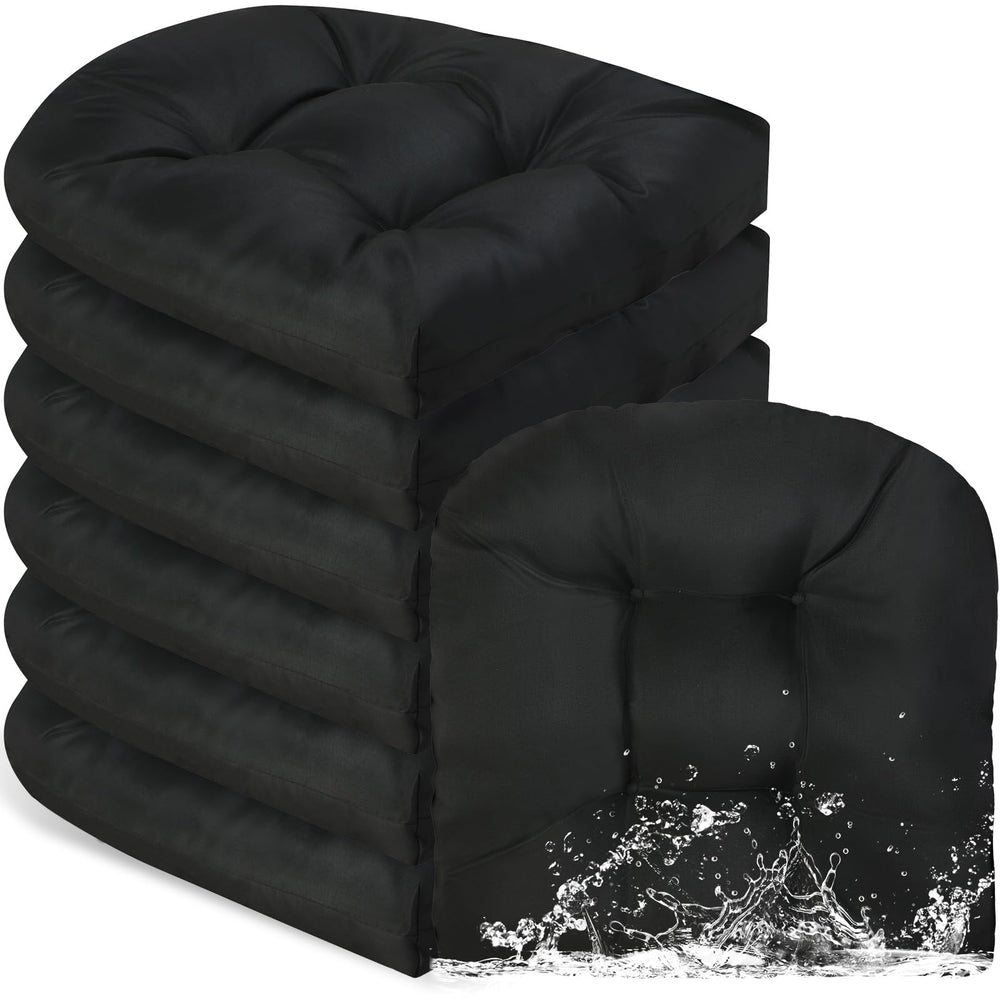 Thyle front view of six black cushions showing uniform set and curb appeal