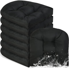 Thyle front view of six black cushions showing uniform set and curb appeal