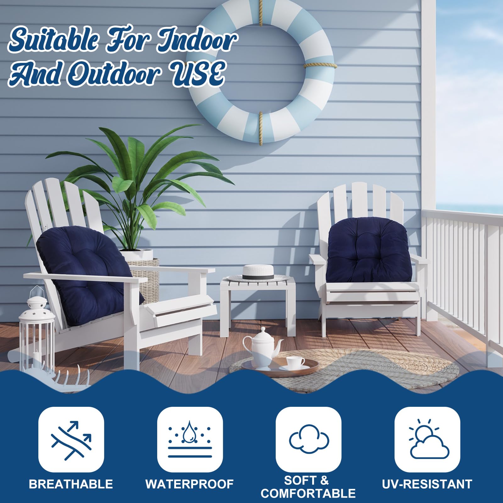 Thyle cushions in use on patio dining chairs demonstrating enhanced seating comfort
