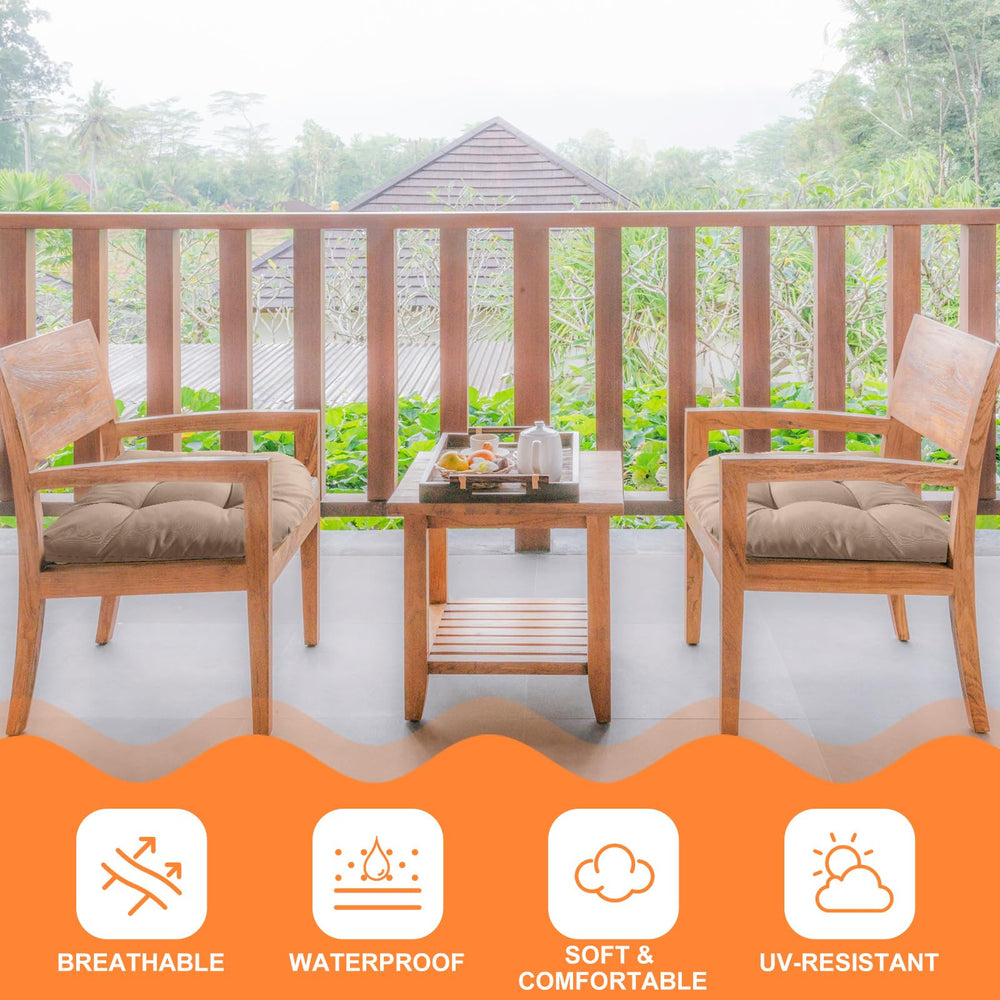 Thyle cushions in use on patio dining chairs adding comfort
