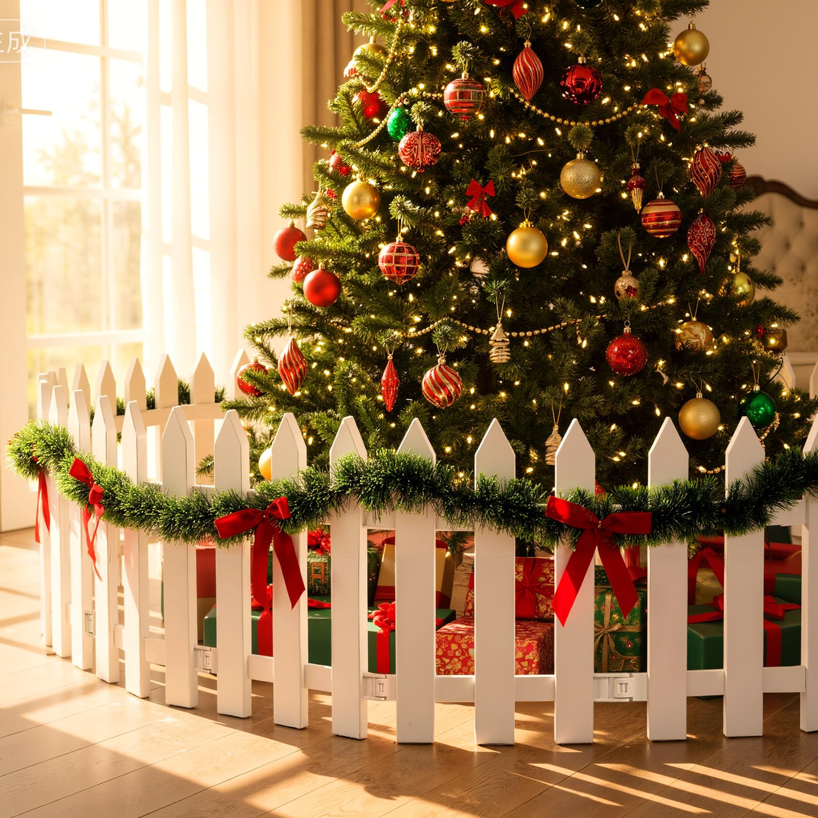 Thyle fence next to Santa figure showing height scale and visual deterrent benefit