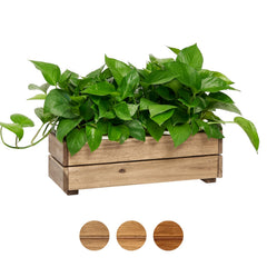THYOI front view of wooden planter box shows rustic appeal and sturdiness