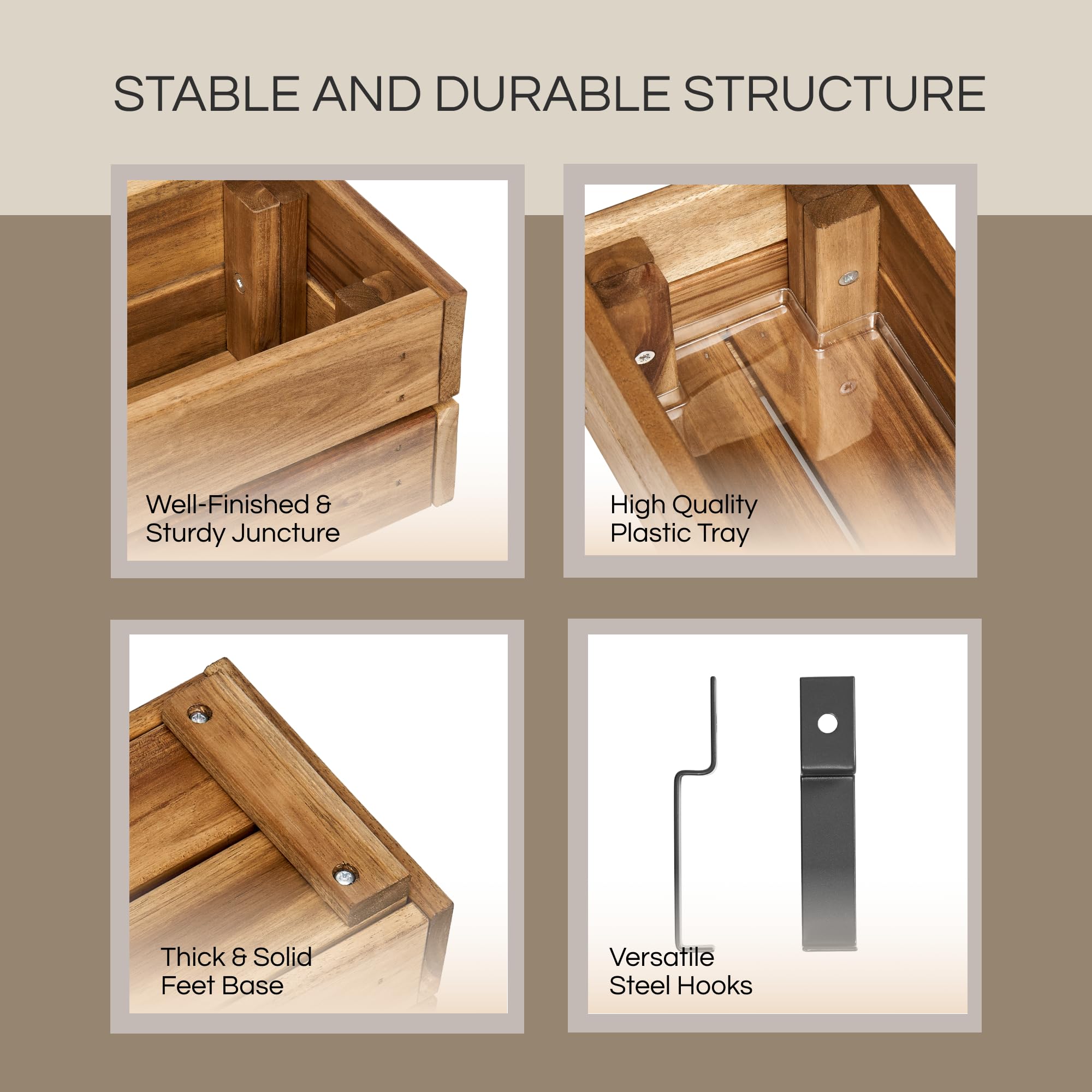 THYOI removable plastic tray detail protecting wood and preventing leaks