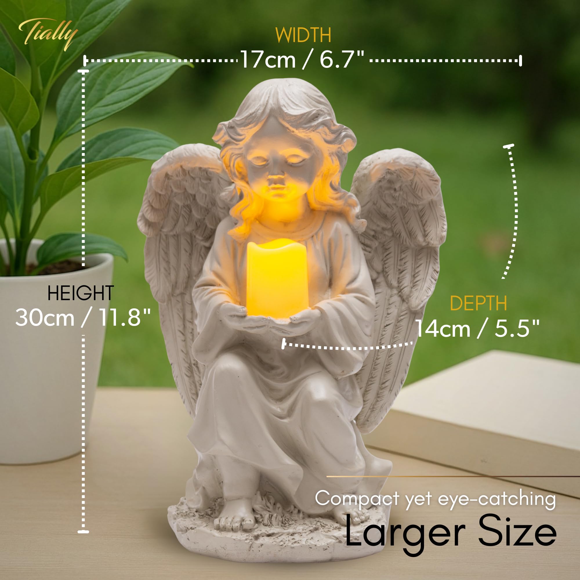 TIALLY angel placed beside gravestone illustrating memorial use and respectful tribute