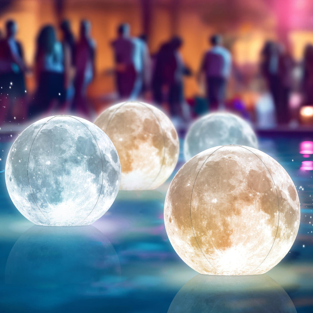 TIALLY floating pool lights front view showing four moon balls creating ambiance