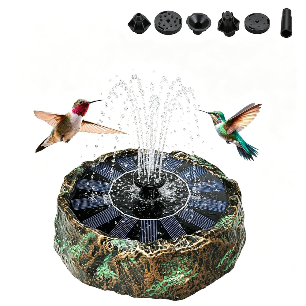 TIANCENTRAL H front view showing bronze faux-stone fountain, durable outdoor decor