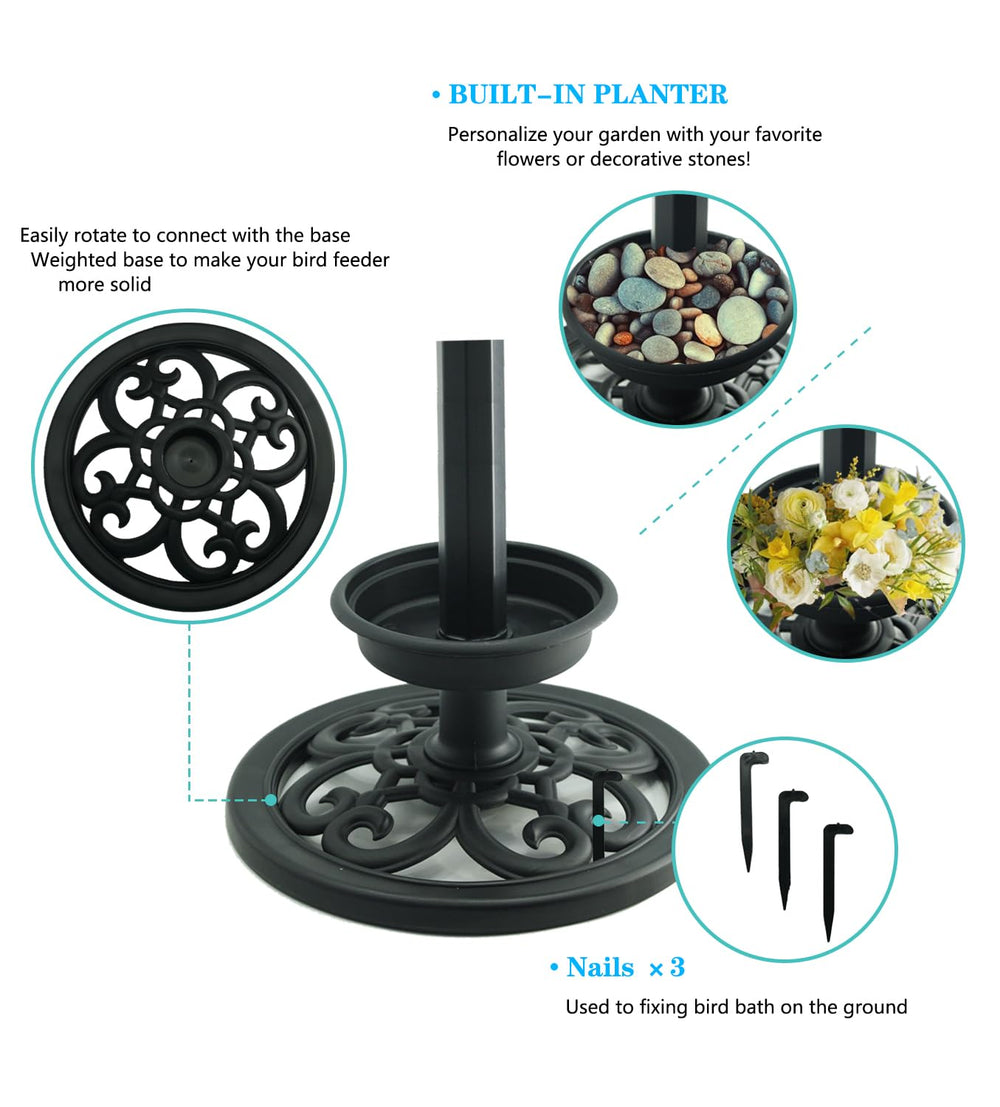 TIANCENTRAL H bird bath in garden showing attractive decor and wildlife appeal