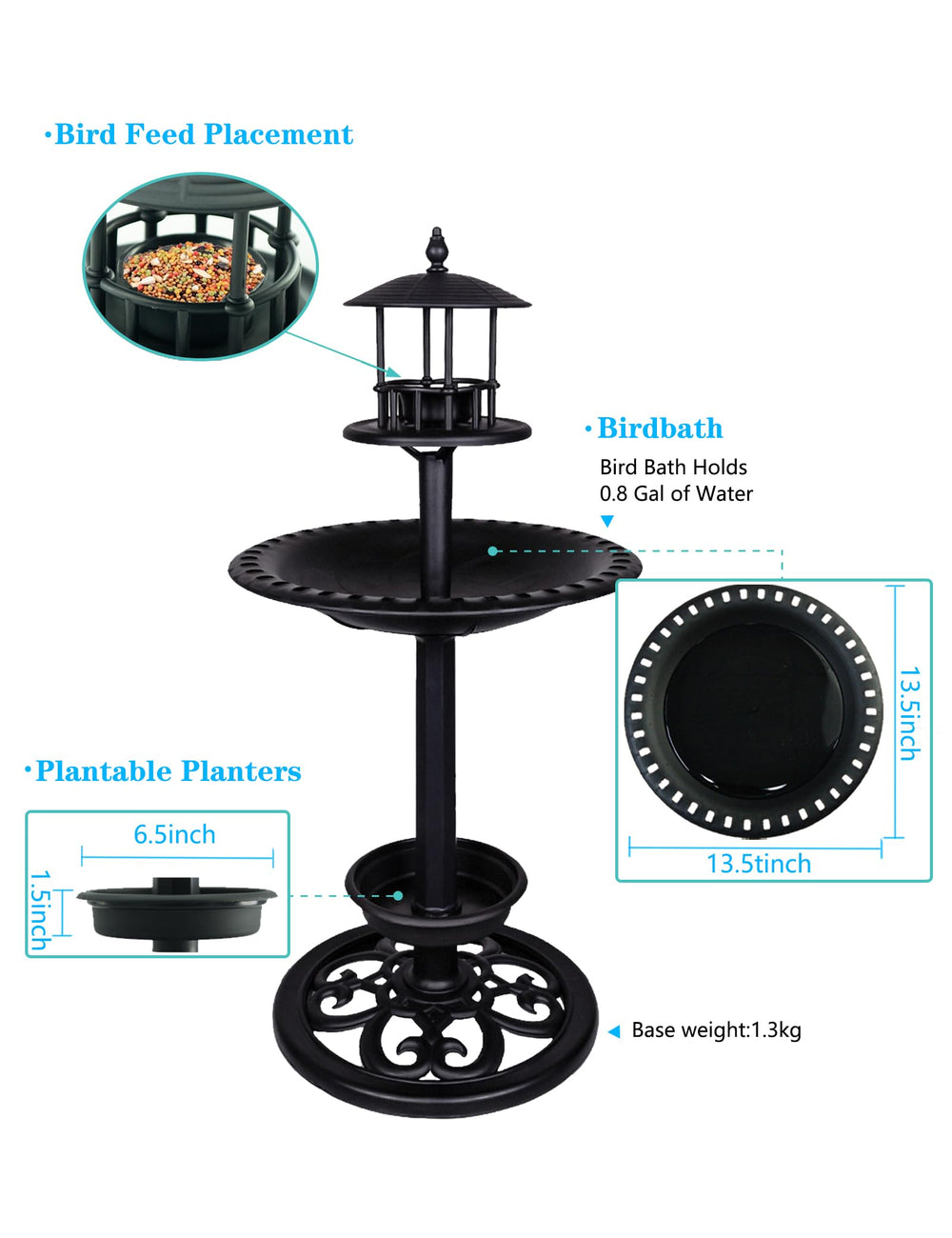 TIANCENTRAL H planter base filled with flowers showing decorative dual-function benefit