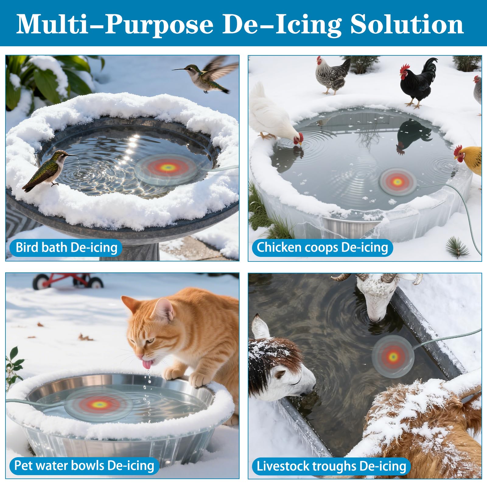 TIANCENTRAL H installed in garden birdbath with birds nearby, supports wildlife hydration