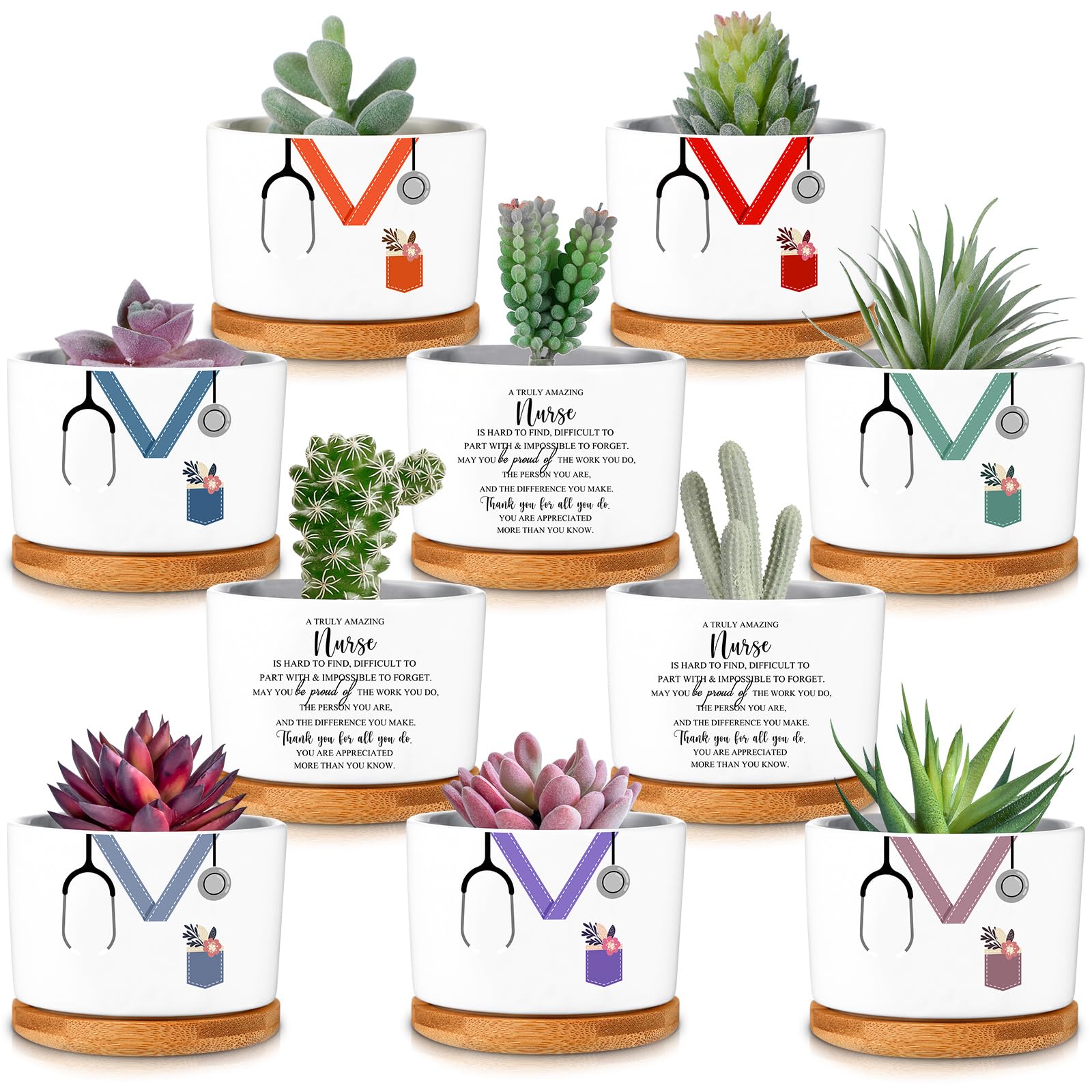 Tiangrid front packaging view showing ten ceramic nurse pots and trays, ideal for gifting