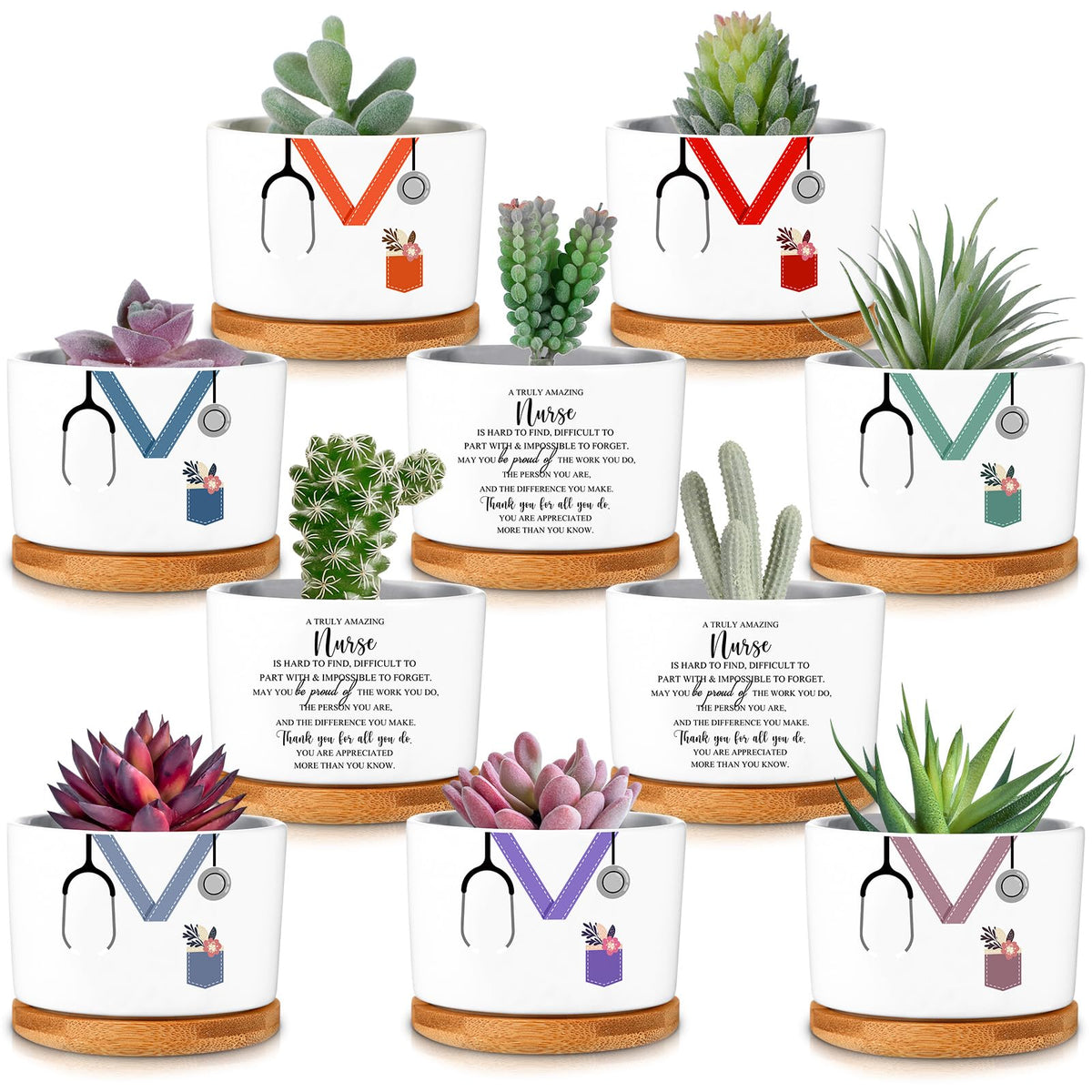 Tiangrid front packaging view showing ten ceramic nurse pots and trays, ideal for gifting