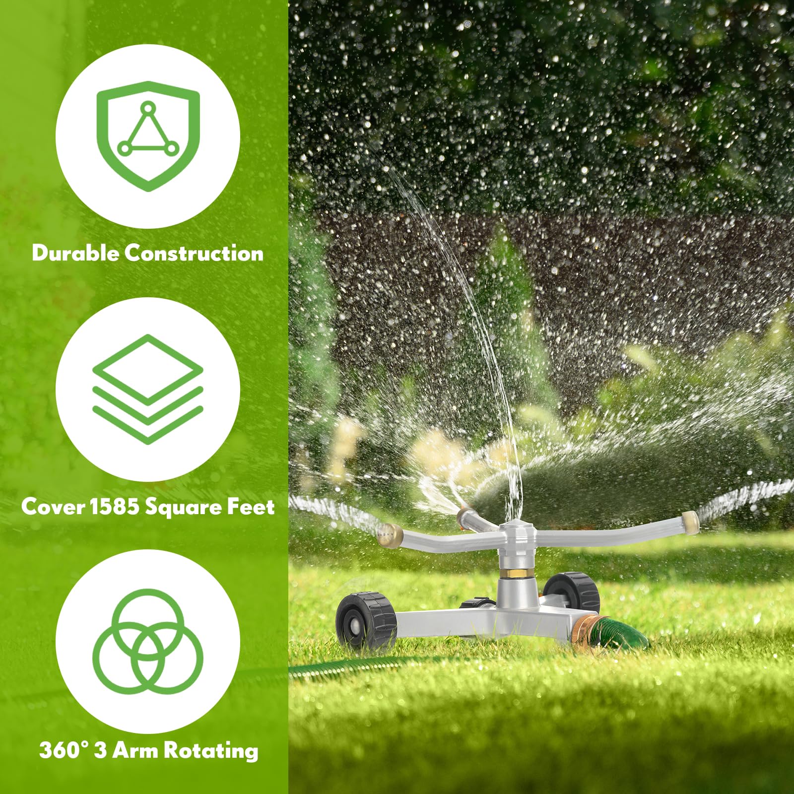 Tiangrid two sprinklers connected in series illustrating expanded irrigation reach