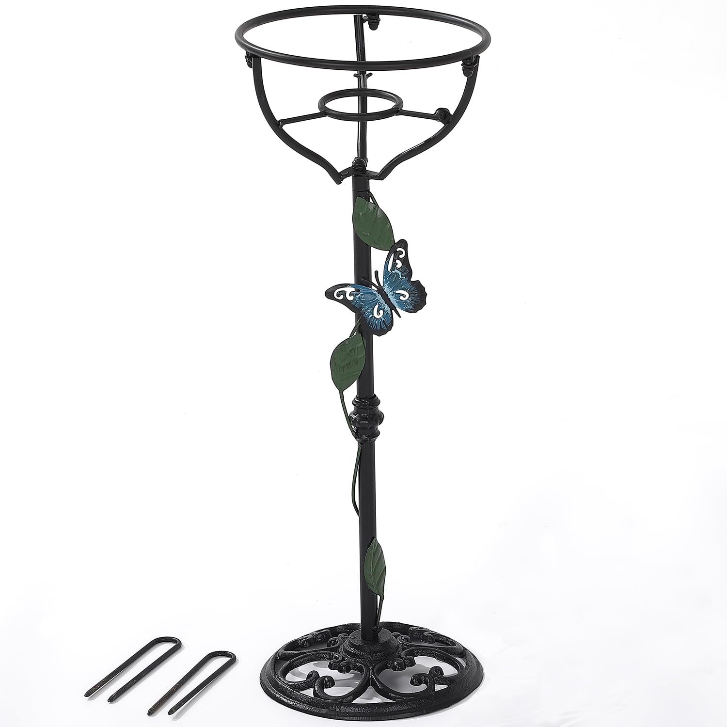 TICKCACY front view of the cast iron gazing globe stand showing elegant design and balance