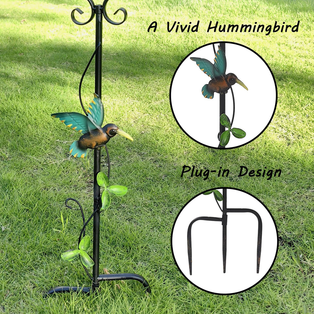 TICKCACY stand placed in garden bed, enhances landscape focal point benefit