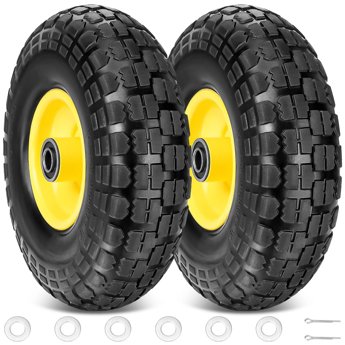 TICONN front-facing wheel view showing flat-free benefit