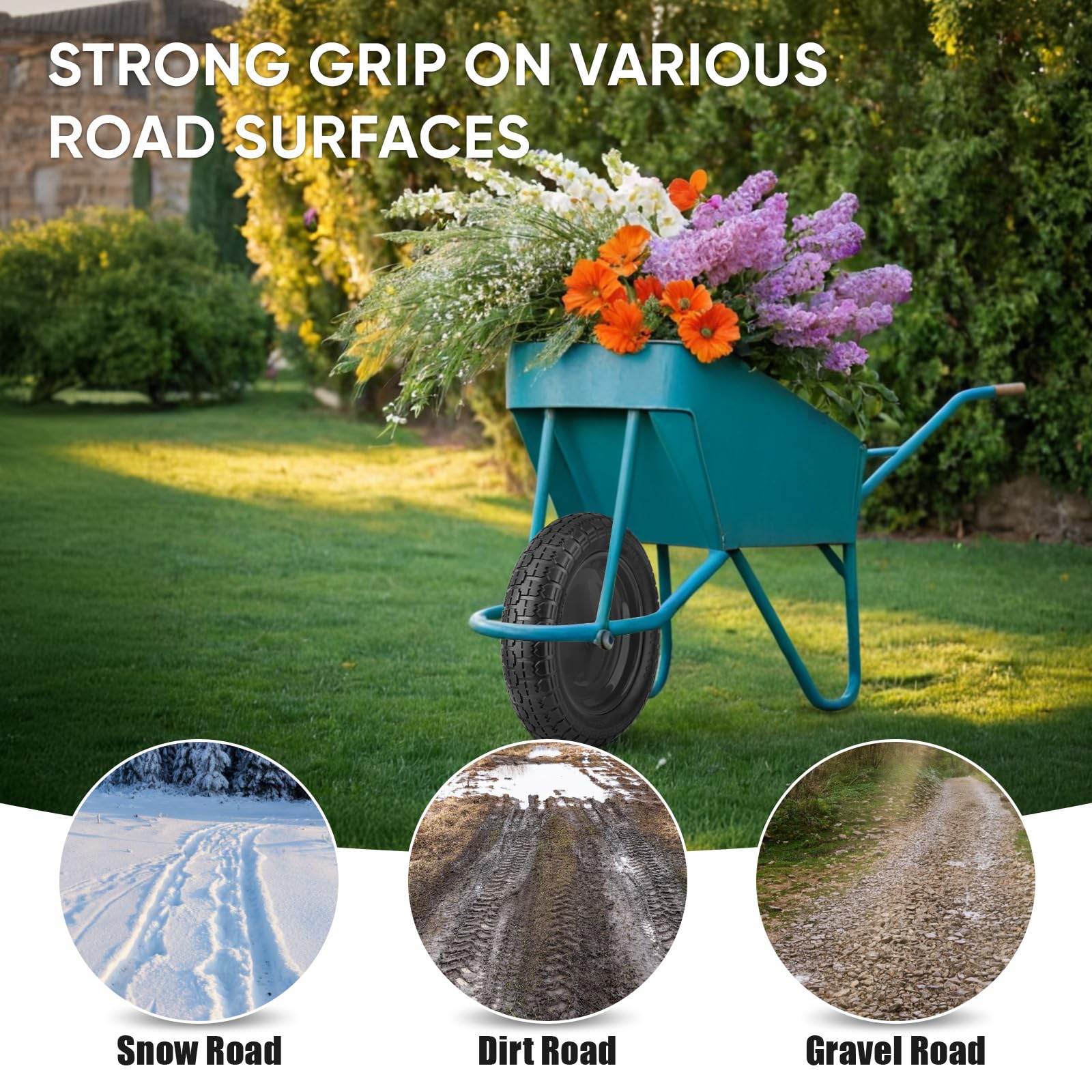TICONN lifestyle image hauling garden supplies showing reliable, maintenance-free use
