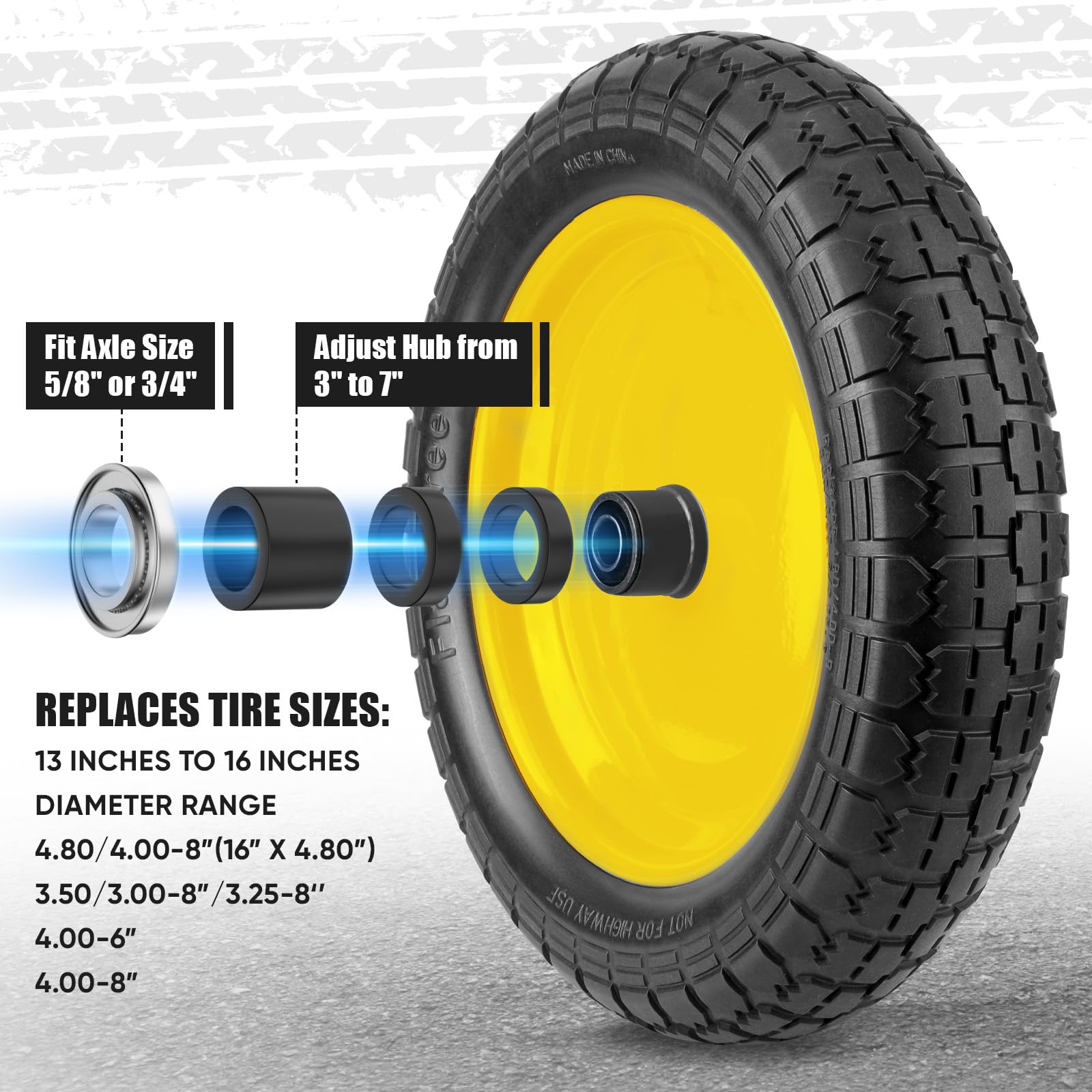 TICONN side profile showing steel rim and foam tire for durable load support