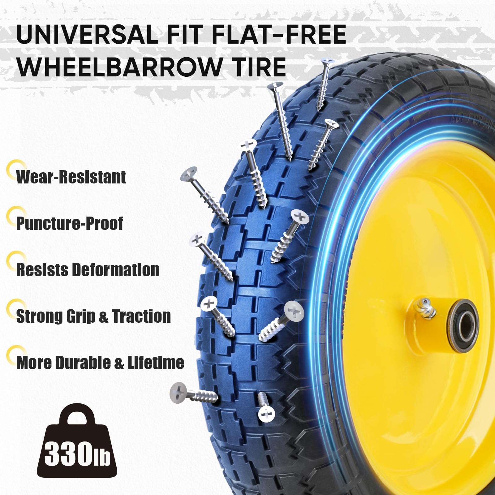 TICONN wheel mounted on garden cart showing smooth no-flat operation